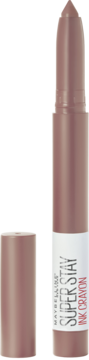 Maybelline Super Stay Ink Crayon, stojąca otwarta matowa kredka do ust w odcieniu nude.
