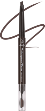 Wodoodporna kredka do brwi 2w1 Lovely Brow Pencil & Brush 01, brązowa, z rysikiem i pędzelkiem.