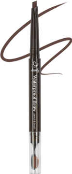 Lovely Waterproof Brows nr 02, dwustronna kredka do brwi z wysuwanym rysikiem i szczoteczką, widok z przodu.