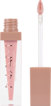 Otwarty błyszczyk NAM Latex Lipgloss Great Love, różowy, z aplikatorem, na jasnym tle.