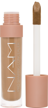 Beżowy korektor NARS Pro Shaping w przezroczystej butelce z różową nakrętką i wysuniętym aplikatorem.