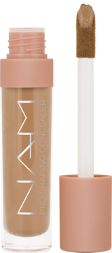 Beżowy korektor NARS Pro Shaping w przezroczystej butelce z różową nakrętką i wysuniętym aplikatorem.