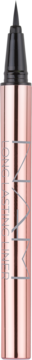 Pionowy widok eyelinera w pisaku NAM Long Lasting Liner, różowo-złoty korpus, czarna końcówka.
