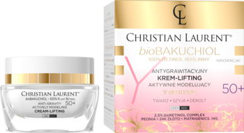 Christian Laurent BioBakuchiol 50+ krem liftingujący z retinolem roślinnym, słoik i pudełko, widok z przodu.