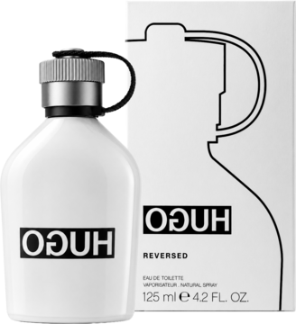 Hugo Boss Reversed 125ml, biała butelka i pudełko. Męska woda toaletowa o świeżym, cytrusowym zapachu.