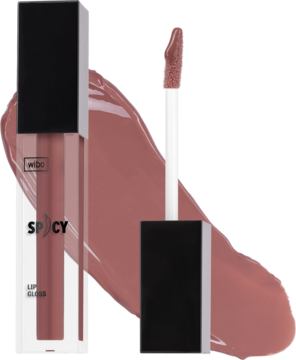 WIBO Spicy błyszczyk z chili, odcień 20 nude beż. Tubka z aplikatorem i swatch. Efekt szklanych ust.