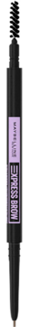 Maybelline Express Brow Ultra Slim dwustronna kredka do brwi ze szczoteczką, ciemna, z fioletową etykietą.