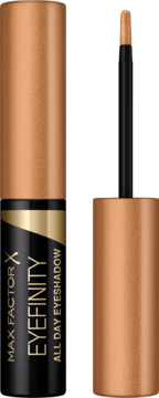 Max Factor Eyefinity All Day Eyeshadow 02 Precious Gold, brązowo-złoty, płynny cień z wysuniętym aplikatorem.