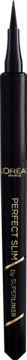 Czarny eyeliner L'Oréal Super Liner Perfect Slim z ostrym aplikatorem, pionowo, widoczne złote napisy.
