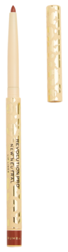 Revolution Pro New Neutral Rumba, kredka do ust w ciepłym brązie, z beżowym etui i otwartą złotą skuwką obok.