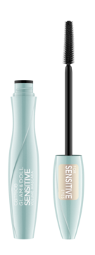 Tusz Catrice Glam & Doll Sensitive dla wrażliwych oczu, jasnoniebieski, otwarty, z precyzyjną szczoteczką.