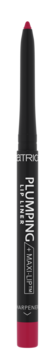 Czarna konturówka Catrice Plumping Lip Liner z czerwoną końcówką i temperówką, satynowe wykończenie.