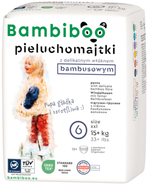 BAMBIBOO ,pieluchomajtki jednorazowe, z włóknem bambusowym, 15+ kg, rozm. 6,kompozycja-2