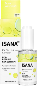 ISANA Love Your Skin ,koncentrat peelingujący z kwasami AHA, 6% kwasem glikolowym,kompozycja-2