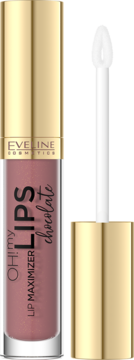 Błyszczyk powiększający Eveline OH! my LIPS Chocolate, różowo-brązowy, w złoto-przezroczystej tubce z aplikatorem.