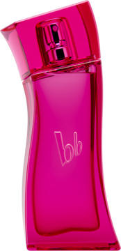 Jaskraworóżowa woda toaletowa bruno banani Pure Woman, asymetryczny flakon z logo 'bb', widok z przodu.