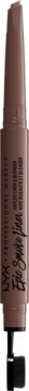 Brązowy automatyczny sztyft do powiek, widok z przodu, z czarną częścią na dole, do smoky look.