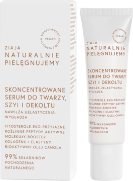 Ziaja Naturalnie Pielęgnujemy serum nawilżające z peptydami, w białej tubce i opakowaniu, widok z przodu.