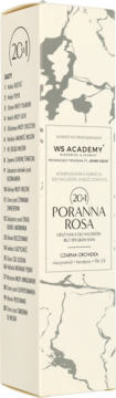 WS ACADEMY PORANNA ROSA odżywka 20 w 1, bez spłukiwania, Czarna Orchidea. Beżowe pudełko, przód i bok.