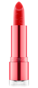 Czerwony, błyszczący balsam do ust Catrice Wild Hibiscus Glow w metalowej tubce, widok z przodu.