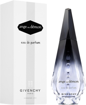 Givenchy Ange ou Démon woda perfumowana 50 ml w eleganckim flakonie i białym pudełku, widok z przodu.
