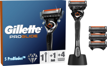 GILLETTE Fusion 5 Pro Glide,maszynka do golenia, 5-ostrzowa, dla mężczyzn, 1 rączka + 4 wkłady + stojak,kompozycja-2
