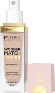 EVELINE COSMETICS Wonder Match Lumi,podkład do twarzy, rozświetlający, nr 10 Vanilla Warm,kompozycja-2