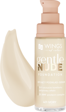 AA WINGS OF COLOR Gentle Nude ,podkład do twarzy, kryjący, 401 Ivory,kompozycja-2