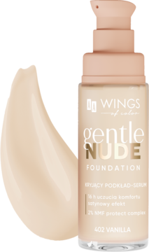 AA WINGS OF COLOR Gentle Nude ,podkład do twarzy, kryjący, 402 Vanilla,kompozycja-2