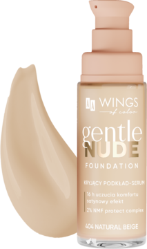AA WINGS OF COLOR Gentle Nude ,podkład do twarzy, kryjący, 404 Natural Beige,kompozycja-2