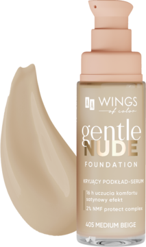 AA WINGS OF COLOR Gentle Nude ,podkład do twarzy, kryjący, 405 Medium Beige,kompozycja-2