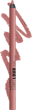 NYX Line Loud Lip Pencil w kolorze nude różu, pionowo, z matowymi smugami produktu dookoła.