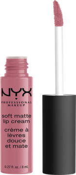 NYX Professional Makeup Soft Matte Lip Cream in a muted rose shade with an open applicator.
