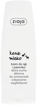 Ziaja Kozie Mleko krem do rąk i paznokci w białej tubce, do suchej skóry, widok z przodu.
