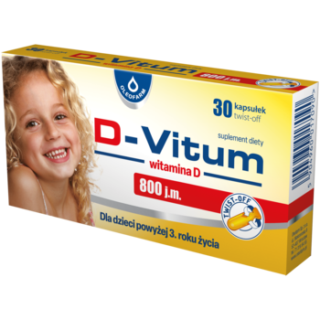 D-VITUM Twist-off ,kapsułki, Witamina D 800 j.m.,dla noworodków przedwcześnie urodzonych i dzieci od 3. roku życia, suplement diety,kompozycja-2