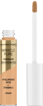 Otwarty korektor Max Factor Miracle Pure 2 Medium z wit. C i kwasem hialuronowym. Widoczny aplikator.