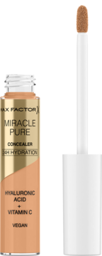 Max Factor Miracle Pure beżowy korektor nawilżający z kwasem hialuronowym i witaminą C, z aplikatorem.