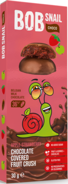 BOB SNAIL Choco ,przekąska jabłkowo-truskawkowa, w mlecznej belgijskiej czekoladzie,kompozycja-2