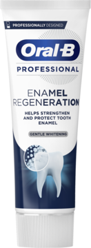 Oral-B Professional Enamel Regeneration pasta do zębów w białej tubce, widok z przodu, wzmacnia szkliwo, delikatnie wybiela.
