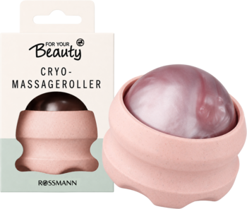 For Your Beauty Cryo-Massageroller: różowa kula 360° o perłowym połysku, widoczna z przodu i w opakowaniu.