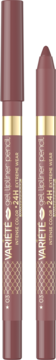 Matowa, wodoodporna kredka Eveline Variété 03 Dark Rose. Dwie sztuki: jedna zamknięta, druga ze szpicem.