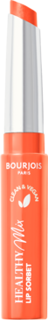 Pomarańczowy sztyft Bourjois Healthy Mix Lip Scrub, Clean & Vegan, z metalicznym wykończeniem, pionowo.