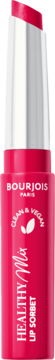 Różowa pomadka Bourjois Healthy Mix Clean Lip Scrub, wysunięta z tubki, widok z przodu.