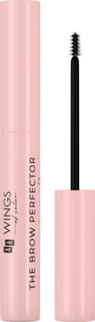 Jasnoróżowy żel do brwi Wings of Color The Brow Perfector, otwarty, z widoczną spiralną szczoteczką.