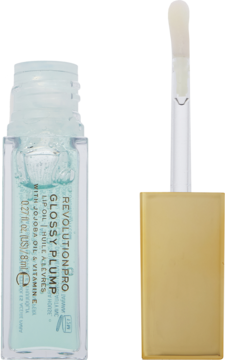 Revolution Pro Glossy Plump Mint olejek do ust w przezroczystej butelce z aplikatorem. Dla pełniejszych ust.