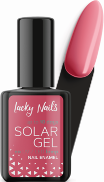 Lacky Nails Solar Gel lakier do paznokci nr 10 hottie, różowy, bez lampy UV, widok butelki z próbnikiem.