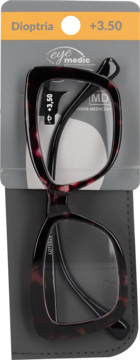 Okulary do czytania eye medic dioptria +3.50, szylkretowe oprawki, z szarym etui, w blistrze.