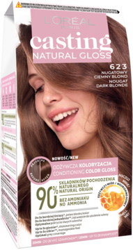 L'ORÉAL PARIS CASTING NATURAL GLOSS ,farba do włosów, półtrwała, nr 623 Nugatowy Ciemny Blond,kompozycja-2