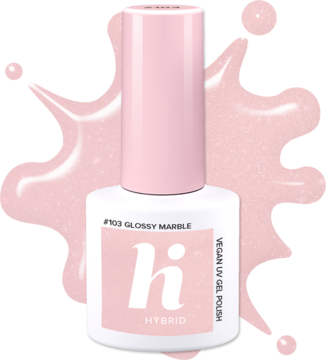 HI HYBRID ,lakier hybrydowy, #103 Glossy Marble,kompozycja-2