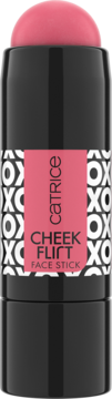 Catrice Cheek Flirt Face Stick, róż w sztyfcie, czarne opakowanie z różową kopułą aplikatora.